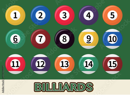 Flat Billiards and Pool Game Illustration