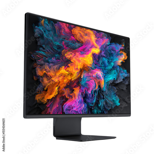 Vibrant Color Burst on Modern Monitor On Transparent Background