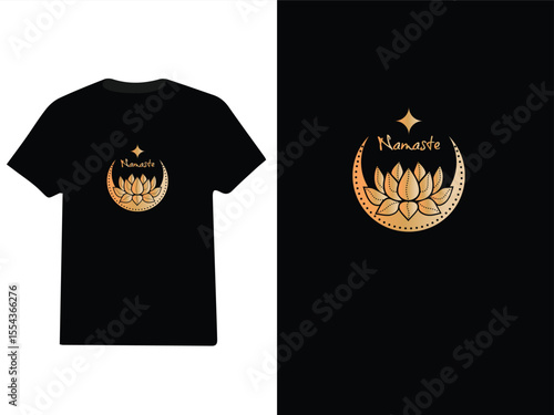 Namaste Lotus Moon Victor Illstation t-shirt 