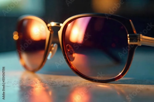 Wallpaper Mural Close-up of stylish sunglasses reflecting sunlight, highlighting their sleek design and luxurious texture A sensual interplay of light and shadow creates a captivating image , light, modern Torontodigital.ca