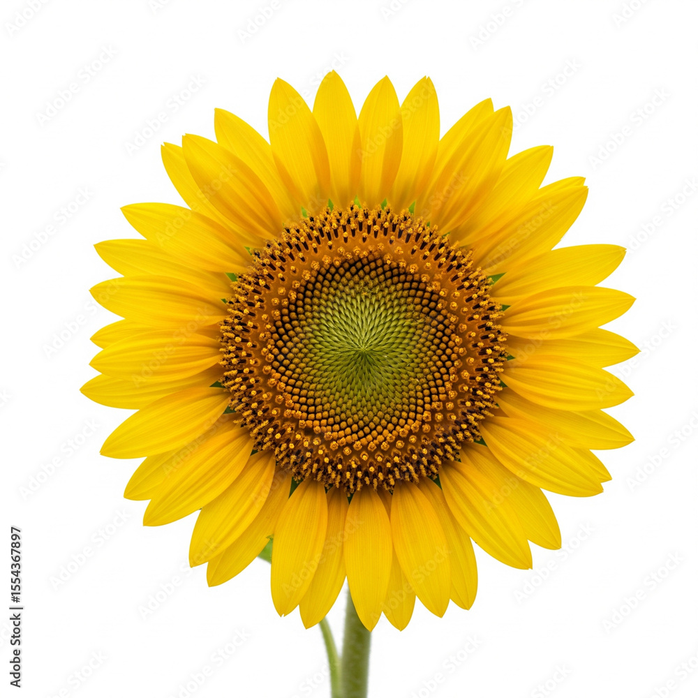 Fototapeta premium a close-up of a single blooming sunflower with detailed petals and seeds