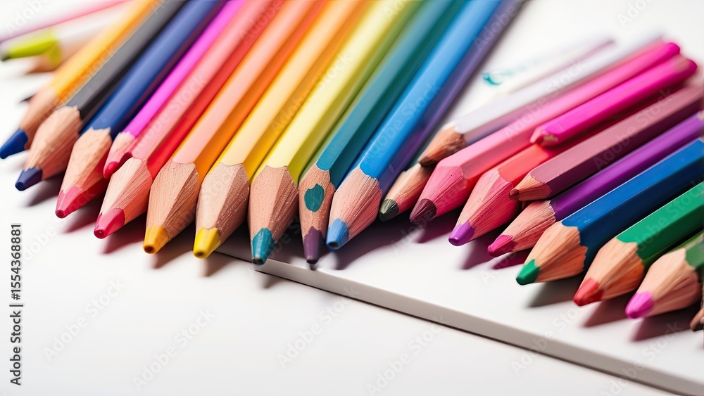 Naklejka premium A close-up view of a variety of colored pencils arranged in a metal cup
