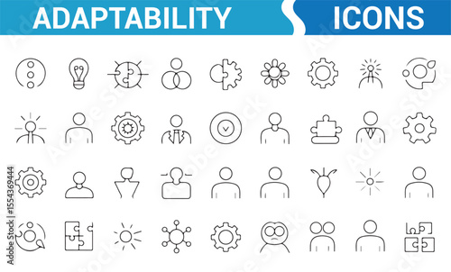 Adaptability symbols for personal development, innovation, and efficient team-building strategies.