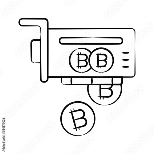 Latest icon of crypto gpu designed in hand drawn style