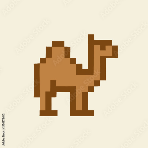 Pixelated camel brown against a cream backdrop distinct 8bit style