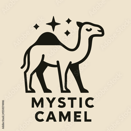 A stylized camel logo with stars above its hump and Mystic Camel text below on a beige background