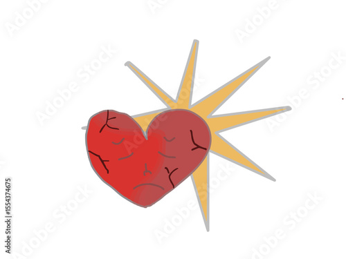 Illustration of a landscape with a weak and painful heart
