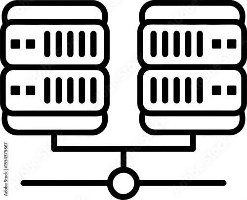 Clustered Servers Icon - Networked Data Storage & Server Farm