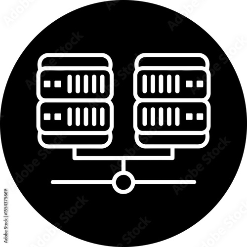 Data Center Server Cluster & Network Backbone Icon
