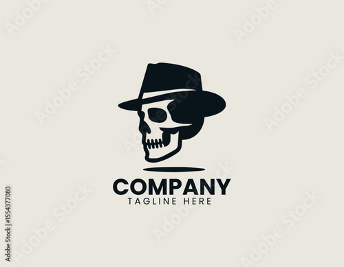Iconic Skull With Hat Classic Edgy Design Timeless Rebel Vector Logo