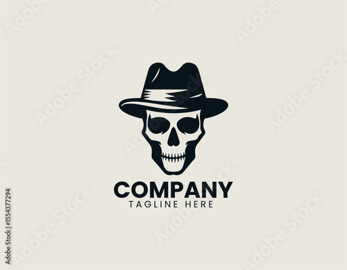 Iconic Skull With Hat Classic Edgy Design Timeless Rebel Vector Logo