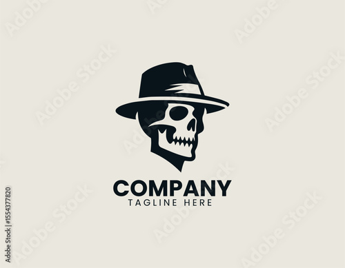 Iconic Skull With Hat Classic Edgy Design Timeless Rebel Vector Logo