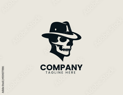 Iconic Skull With Hat Classic Edgy Design Timeless Rebel Vector Logo