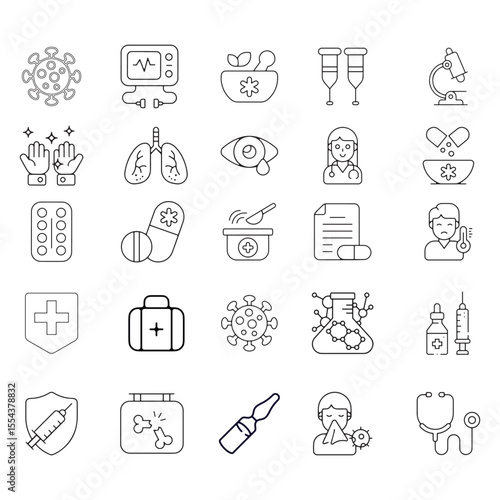 Healthcare and First Aid Flat Icons for UI Design