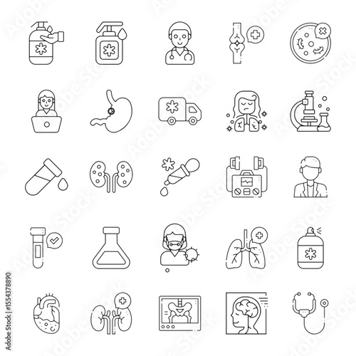 Healthcare and First Aid Flat Icons for UI DesignHealthcare and First Aid Flat Icons for UI Design