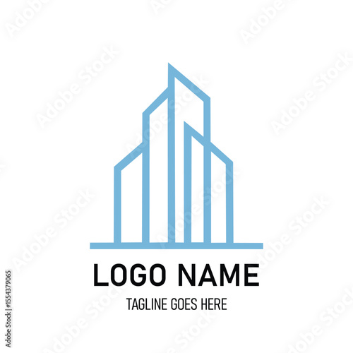 Real estate business logo design featuring a growth arrow financial market diagram with a building icon