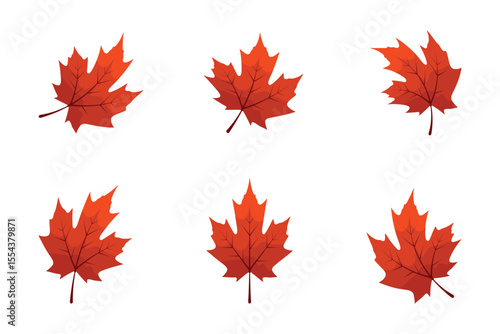 Collection of red maple leaf illustrations, PNG