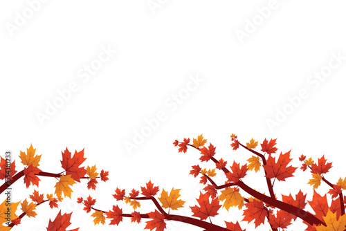 Autumnal Canopy of Maple Leaves Bordering a Transparent Backdrop with Warm Tones