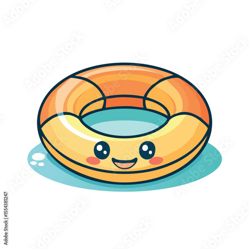 Cute Chibi Style Swimming Ring with Bold Outlines Simple Flat Vector Clean Modern Design