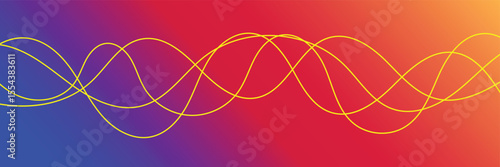 Warm curve wave lines sound and heat flow vector abstract vivid, red yellow wavy curvy gradient cmyk multicolor energy element design, orange pink liquid fluid curly smoke steam squiggle banner image