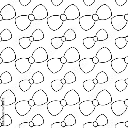 Bow. Sketch. Seamless vector pattern. Repeating ornament of cute bow ties. Isolated colorless background. Doodle style. Idea for web design.