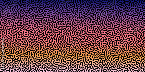 Abstract Reaction-diffusion Turing pattern natural texture purple gradient color scheme. Linear design with biological algorithm psychedelic background. Reaction-diffusion or truing patter	