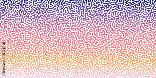 Abstract Reaction-diffusion Turing pattern natural texture purple gradient color scheme. Linear design with biological algorithm psychedelic background. Reaction-diffusion or truing patter	