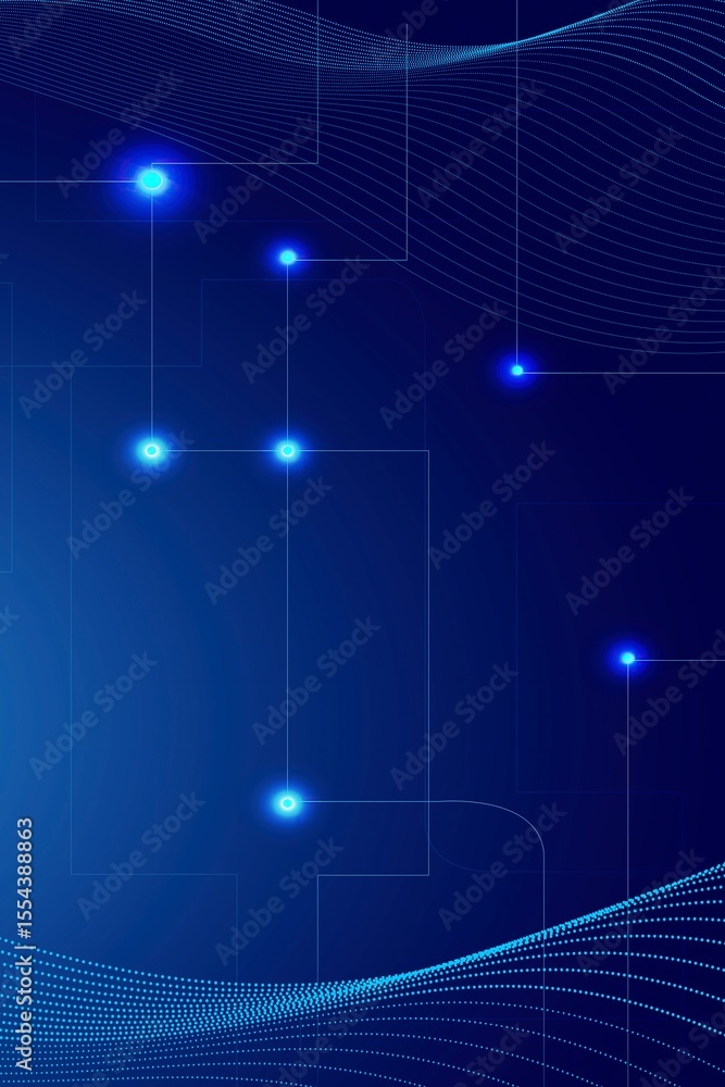 Naklejka premium Tech - Inspired Blue Line & Light Spot Background for Big Data, IoT, Tech Report Design