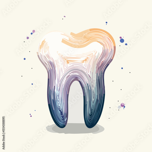 Tooth Vector Illustration – Bold Black Outlines with Flat Colors in Clean Modern Graphic Style

