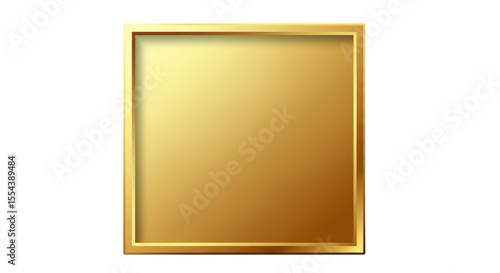 Gold square frame isolated PNG with Transparent Background