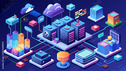 isometric, data center, servers, cloud, storage, cybersecurity, network, digital, technology, system, firewall, IT, database, hardware, virtual, infrastructure, monitoring, internet, connectivity, hos