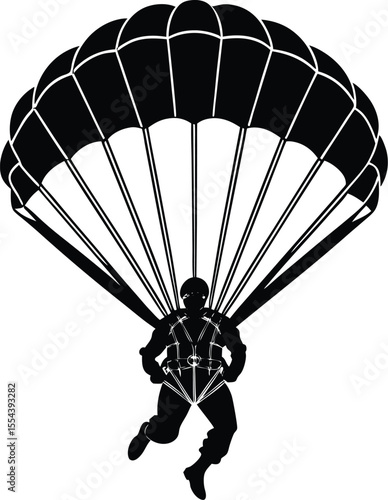 Silhouette of a Parachutist Descending