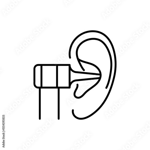 Hearing test, ear examination icon, linear style, editable stroke