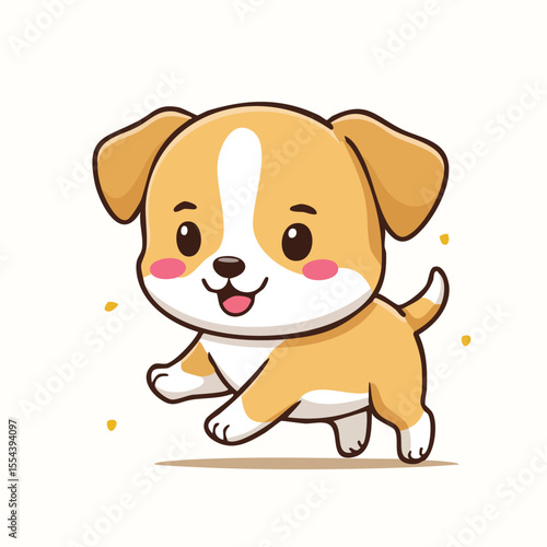 Wallpaper Mural Minimal Flat Vector of a Happy Running Puppy with Bold Black Outline – Cute Cartoon Dog Illustration, No Gradient Style Torontodigital.ca