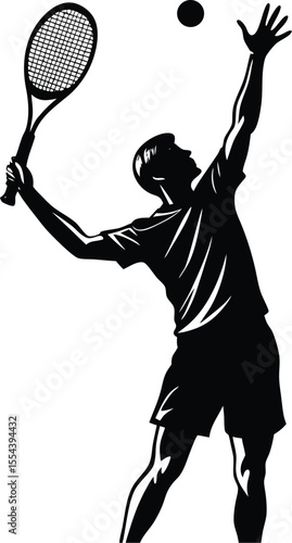 Silhouette of a Tennis Player Serving