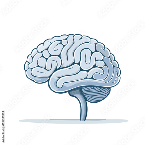 Simple Vector Brain Illustration – Thick Line Art, Clean Design, Logo Style Minimal Concept

