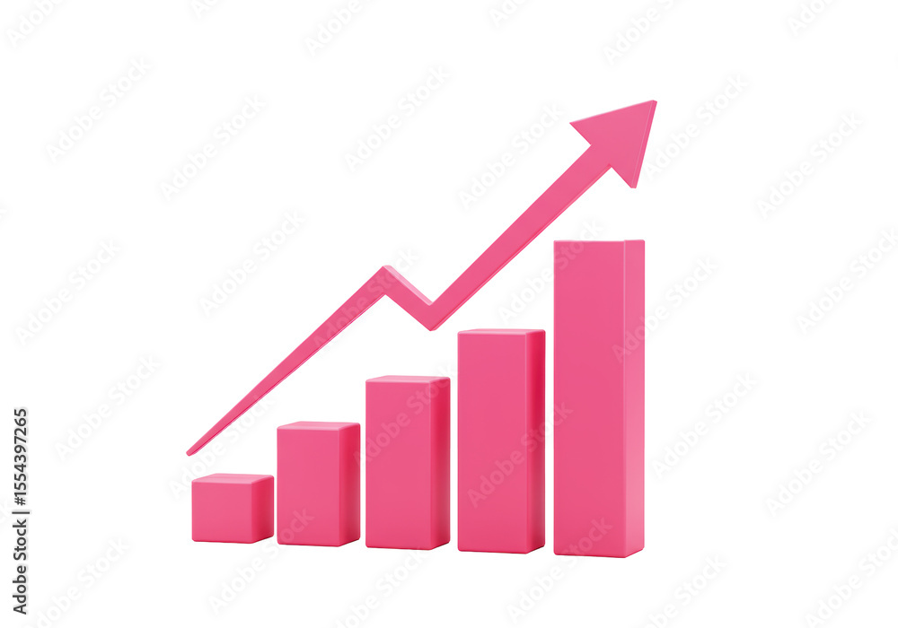 Isolated Pink Bar Graph Upward Trend Success Isolated Pink Bar Graph Upward Trend Success