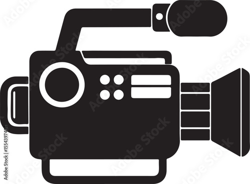 camcorder camera silhouette, black and white silhouette, vector and illustration