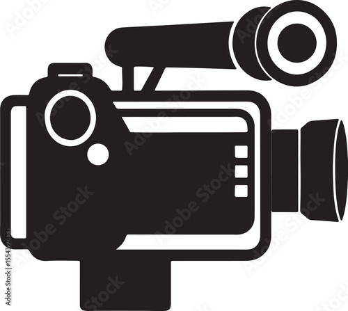 camcorder camera silhouette, black and white silhouette, vector and illustration