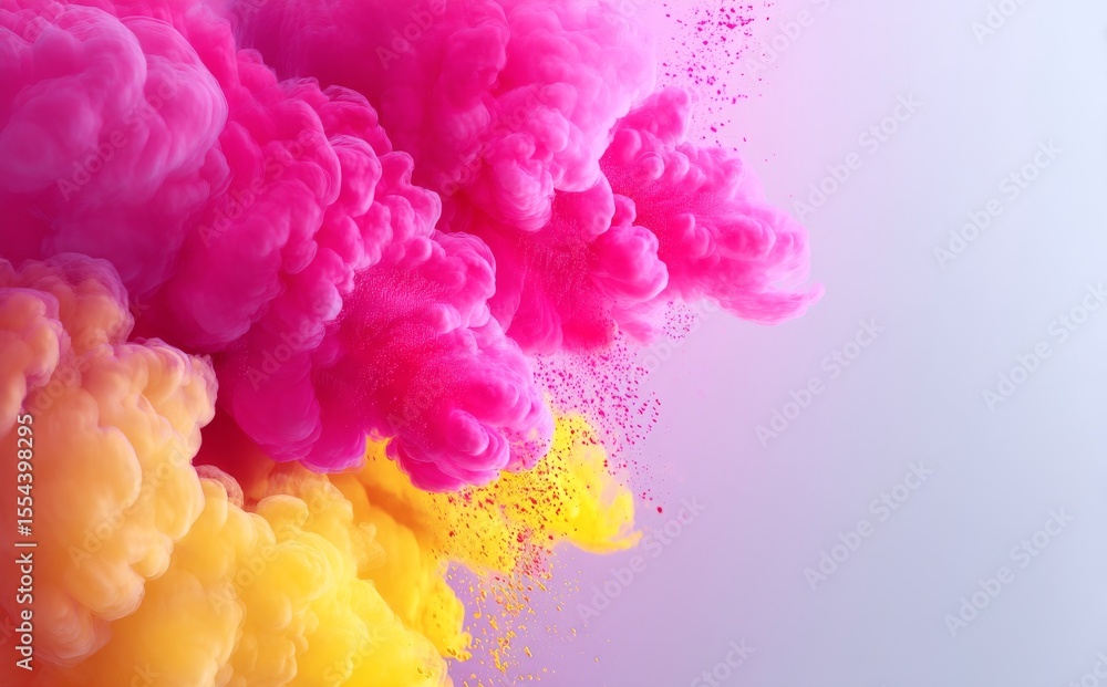 Obraz premium Pink, yellow, and purple hues of smoke dance and undulate, generating a kaleidoscopic and ever-changing cloud of color that fills the air