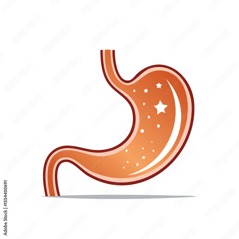 Fototapeta premium Simple Vector Stomach Thick Line Illustration in Modern Minimal Logo Style Clean Design
