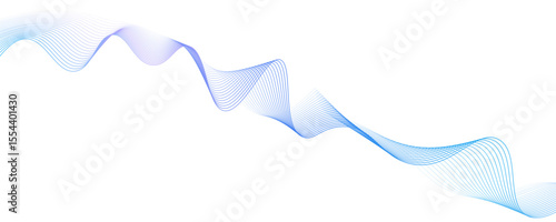 Vector wave lines smooth flowing dynamic blue purple pink gradient isolated on white background for concept of technology, digital, communication, science, music