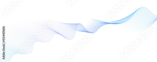 Vector wave lines smooth flowing dynamic blue purple pink gradient isolated on white background for concept of technology, digital, communication, science, music