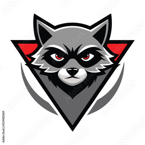 Mischievous raccoon head mascot logo with eye mask and sly grin Vector illustration