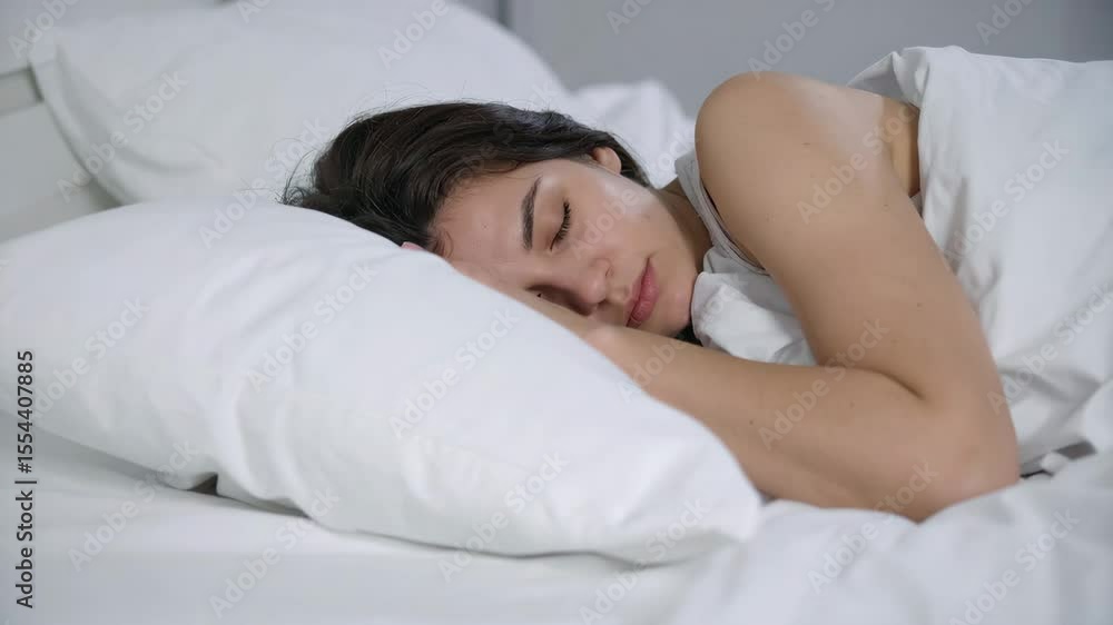 A woman peacefully asleep, resting her head on a soft pillow, embodying tranquility and relaxation, a moment of deep slumber and rejuvenation. A woman peacefully asleep, resting her head on a soft pillow, embodying tranquility and relaxation, a moment of deep slumber and rejuvenation.
