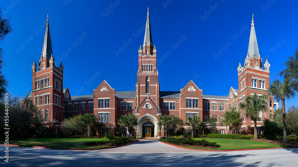 Obraz premium Illustration of the University Hospital building in Taylor Park, Florida. Illustrations of popular places in the world.