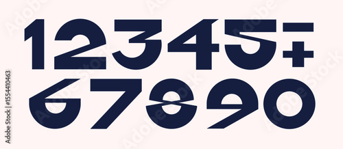 Set of numbers bauhaus geometric style trendy typography for poster, t shirt, book, sale banner, printing on fabric, birthday card. Modern font. Vector 10 eps