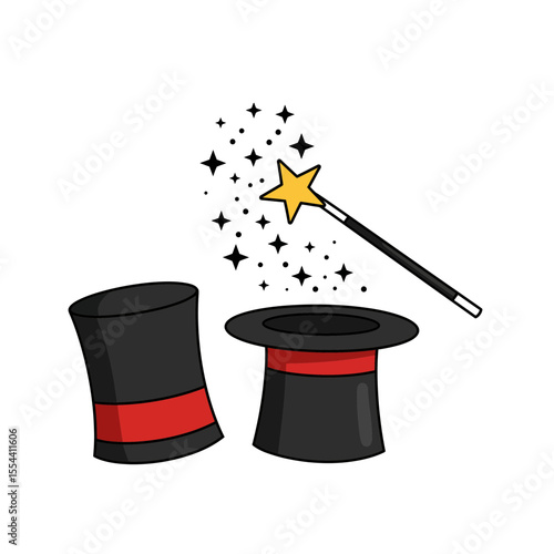 magic hat and wand