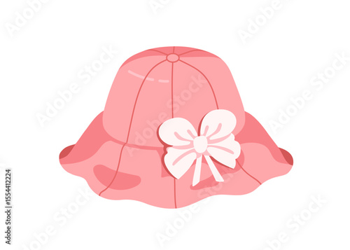 Panama, girls summer hat with ribbon bow. Kids sunhat with sun protection bri...