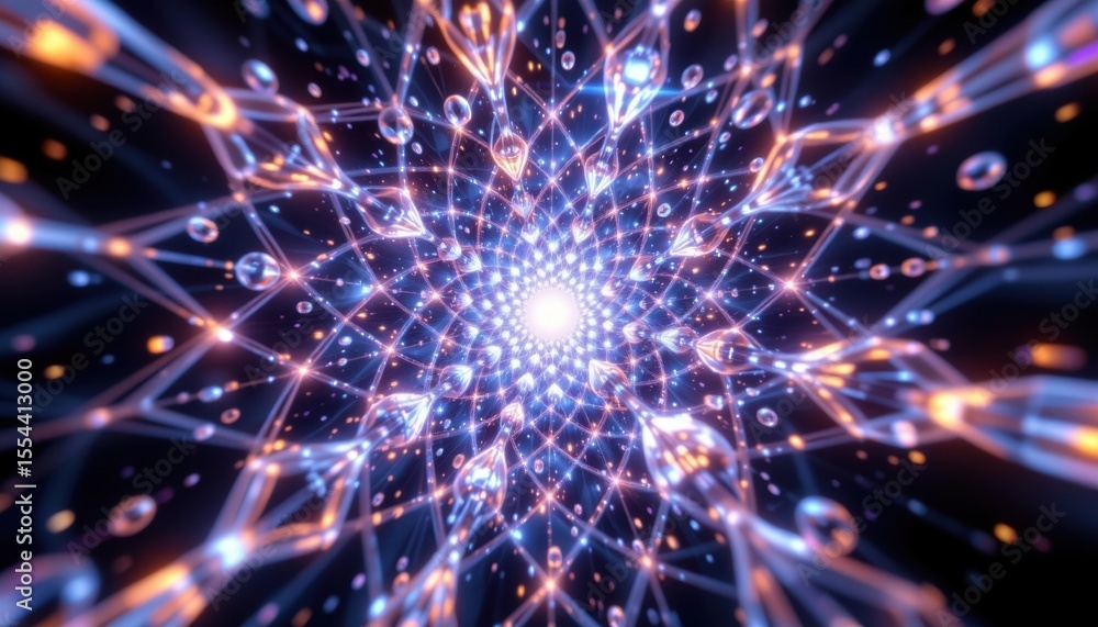 Fototapeta premium Abstract geometric patterns with light. A fascinating digital artwork that invites viewers to explore and discover